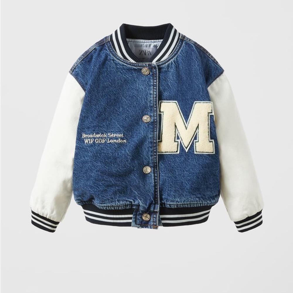 Zara DENIM VARSITY BOMBER